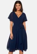 Goddiva Flutter Chiffon Dress Navy XS (UK8)