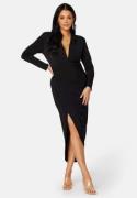 John Zack Curve Long Sleeve Rouch Curve Dress Black 54 (UK26)