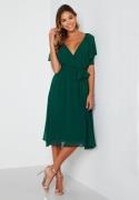 Goddiva Flutter Chiffon Midi Dress Dark green XXL (UK18)