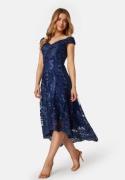 Goddiva Embroidered Lace Dress Navy S (UK8)