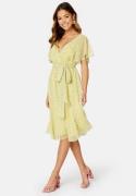 Goddiva Ditsy Flutter Sleeve Midi Dress Soft Lemon XXL (UK18)