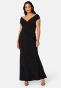 Goddiva Curve Bardot Pleat Maxi Dress Black 48 (UK20)