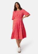 Happy Holly Eloise pleated dress Cerise / Patterned 40/42