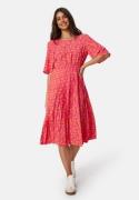 Happy Holly Eloise pleated dress Cerise / Patterned 52/54