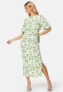 Bubbleroom Occasion Balloon Sleeve Bow Midi Dress Green/Floral 36