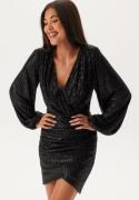 Bubbleroom Occasion Sequin Wrap Dress Black S