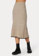 BUBBLEROOM Contrast Edge Knitted Skirt Beige melange S