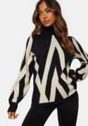Object Collectors Item Ray L/S KNit Rollneck Pullover Black Pattern:Sa...