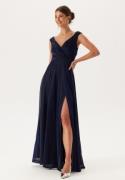 Goddiva Glitter Wrap Maxi Dress Navy XXS (UK6)