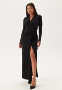 John Zack Deep V Wrap Front Maxi Dress Black XXL (UK18)