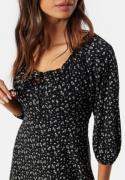 Happy Holly Soft Puff Sleeve Dress Black/Floral 48/50