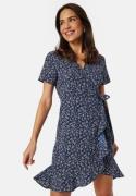 BUBBLEROOM Flounce Short Wrap Dress Dark blue/Patterned 4XL