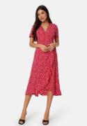 BUBBLEROOM Flounce Midi Wrap Dress Red/Patterned 4XL