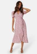 Happy Holly Evie Puff Sleeve Wrap Dress Care Dusty pink/Patterned 40/4...