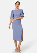 BUBBLEROOM Puff Sleeve Slit Dress Dusty blue XL