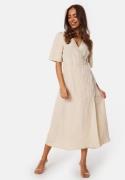 BUBBLEROOM Linen Blend Wrap Dress Light beige XL