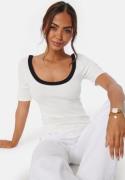 BUBBLEROOM Contrast Rib Short Sleeve Top White XL