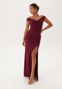 Bubbleroom Occasion Twist Off Shoulder Gown Wine-red XS