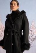 Chiara Forthi Hooded Wool Blend Coat Black M