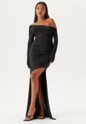 Bubbleroom Occasion Asymmetric Off Shoulder Soft Gown Black XL