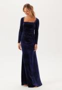 Goddiva Square Neck Velvet Maxi Dress Navy L (UK14)