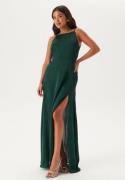 Bubbleroom Occasion Drapy-Back Slit Satin Gown Dark green 46