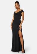 Bubbleroom Occasion Twist Off Shoulder Gown Black XXS