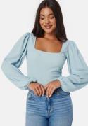 BUBBLEROOM Square Neck Balloon Sleeve Top Light blue L