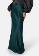 Bubbleroom Occasion Straight Satin Maxi Skirt Dark green S