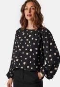 VILA Vilana L/S O-NECK DETAIL TOP O Black Beauty Aop:katy 36