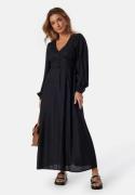 BUBBLEROOM Viscose V-neck Maxi Dress Black 38