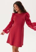 Happy Holly 3D Floral Sleeve Short Dress Red 44/46