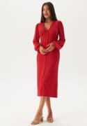 BUBBLEROOM Structure Button Midi Dress Red L