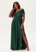 Goddiva Curve Bardot Rouched Maxi With Split Green 54 (UK26)