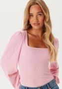 BUBBLEROOM Square Neck Balloon Sleeve Top Light pink 4XL