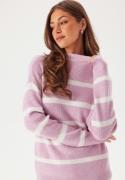 VILA Viril Mockneck L/S Knit Rib Top Winsome Orchid/White Alyssum L