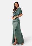 Bubbleroom Occasion Wrap Satin Gown Green 44