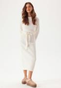 BUBBLEROOM Round Neck Rib Knitted Midi Dress  Offwhite M