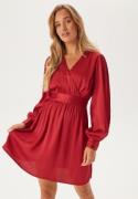 BUBBLEROOM Wrap L/S Structured Dress Red M