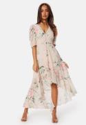 Bubbleroom Occasion High-Low Short Sleeve Dress Dusty pink/Floral 46