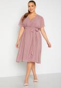 Goddiva Curve Flutter Sleeve Chiffon Midi Dress Purple 48 (UK20)