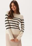 VERO MODA Vmsaba Plain Ls O-neck Pullove Birch Stripes:w Black L