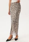 BUBBLEROOM Mesh Maxi Skirt Grey/Leopard L