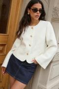 Chiara Forthi Wide Sleeve Bouclé Jacket Offwhite XS