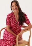Happy Holly Evie Puff Sleeve Midi Wrap Dress Red/Patterned 32/34