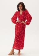 BUBBLEROOM Balloon Sleeve Maxi Dress  Red/Patterned 36