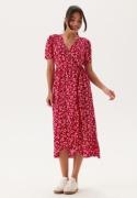 Happy Holly Evie Puff Sleeve Midi Wrap Dress Red/Patterned 40/42