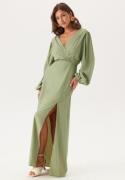 Bubbleroom Occasion Balloon Sleeve Wrap Gown Dusty green L