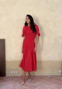 Bubbleroom Occasion CC Puff Sleeve Smock Dress Red 44