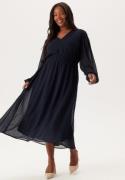 Happy Holly Dobby Dot Smock Midi Dress Dark blue 44/46
